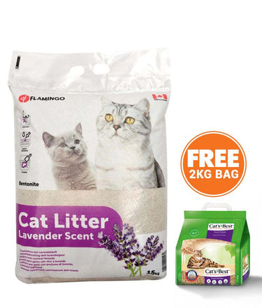 Flamingo Bentonite Lavender Scent Clumping Cat Litter 15kg - 15KG